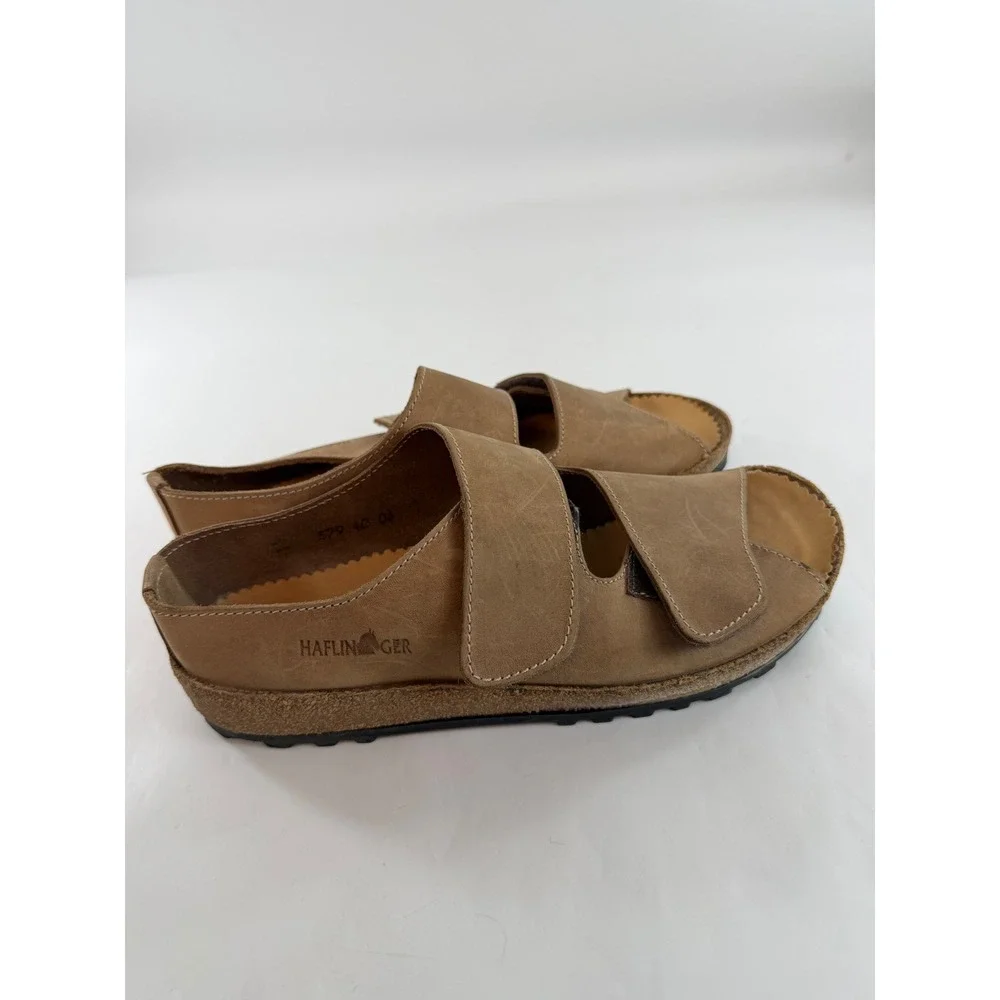 Haflinger Andrea Tan Brown Leather Adjustable Strap Sandals Women 40 Germany